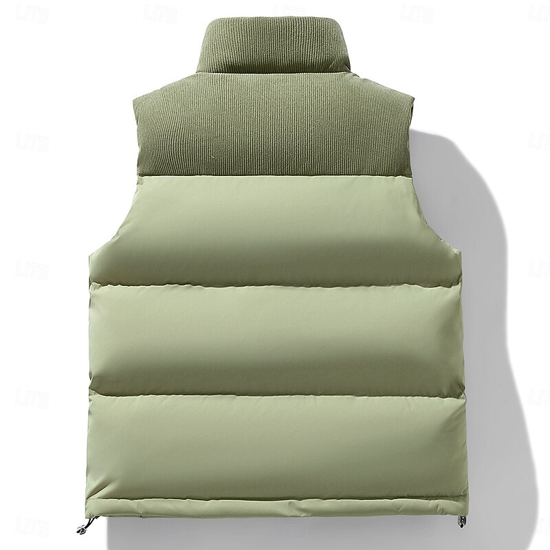 Men's Puffer Vest Corduroy Vest Quilted Vest Vacation Casual Daily Wear Going out Fashion Basic Spring &  Fall Zipper Padded 100% Polyester Corduroy Comfortable Color Block Zipper Stand Collar4