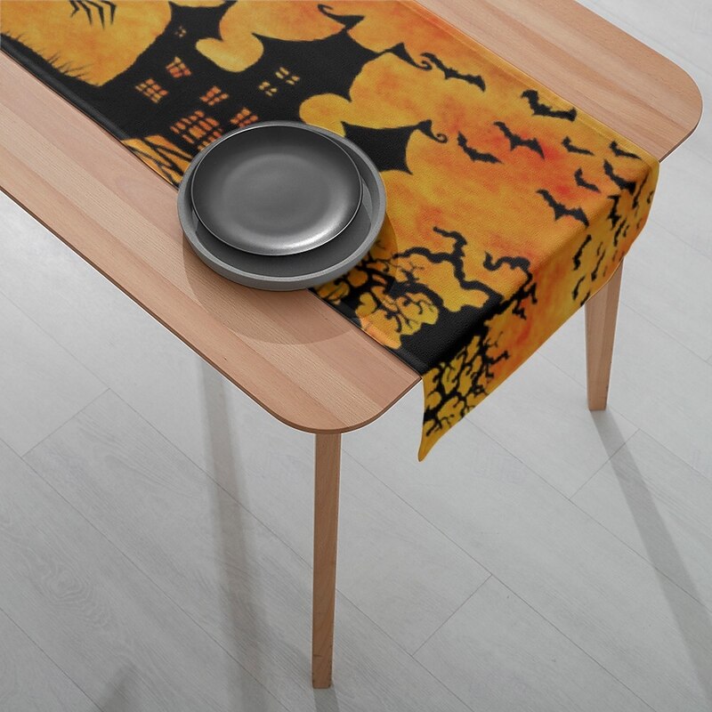 Halloween Castle Table Runner - Digital Printed Rectangular Tablecloth 33x180cm, Gothic Banquet Decor for Restaurant & Party Dining4