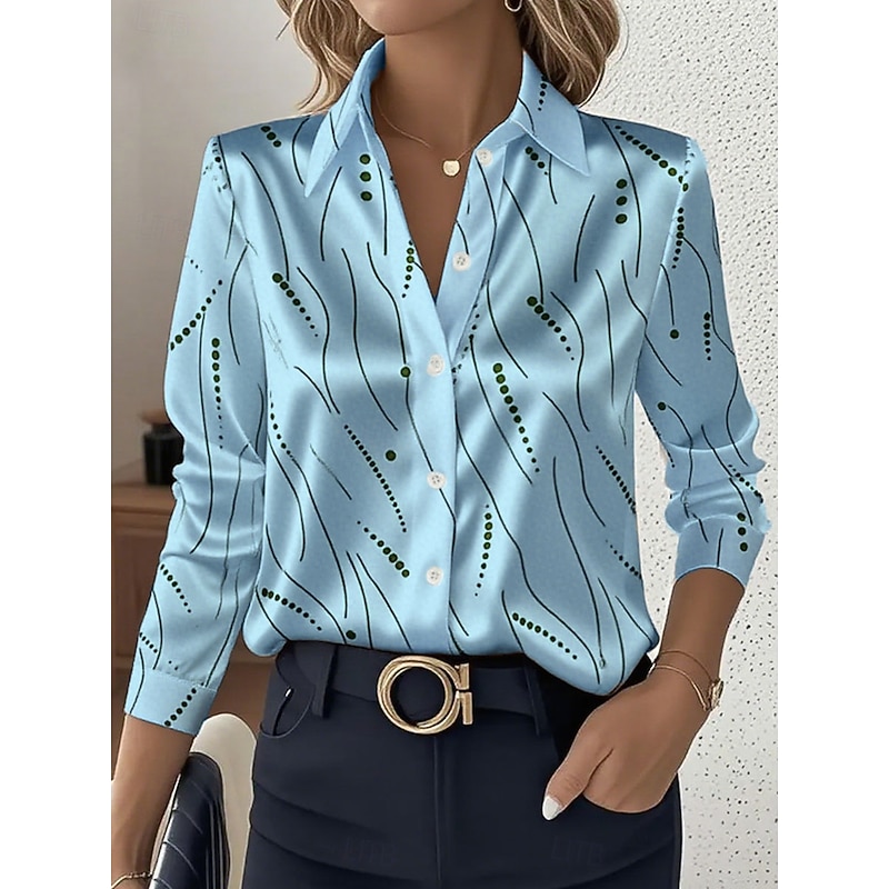 Women's Shirt Dressy Tops Formal Work Shirt Graphic Geometric Elegant Stylish Casual Long Sleeve Collar Party Evening Wear Daily Glitter White Pink Blue Orange Green Spring Fall Winter4