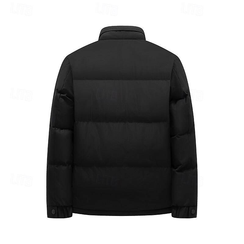 Men's Jacket Casual Jacket Outdoor Vacation Warm Zipper Pocket Fall Winter Plain Fashion Streetwear Standing Collar Regular Black Khaki Gray Jacket4