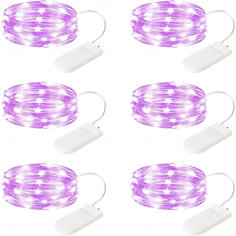 6 Pcs 2M/7FT Fairy Lights Halloween Christmas Valentine's Day Wedding Party Indoor and Outdoor Festive Atmosphere Decorative Lights Copper Wire Light String Gift Packaging2