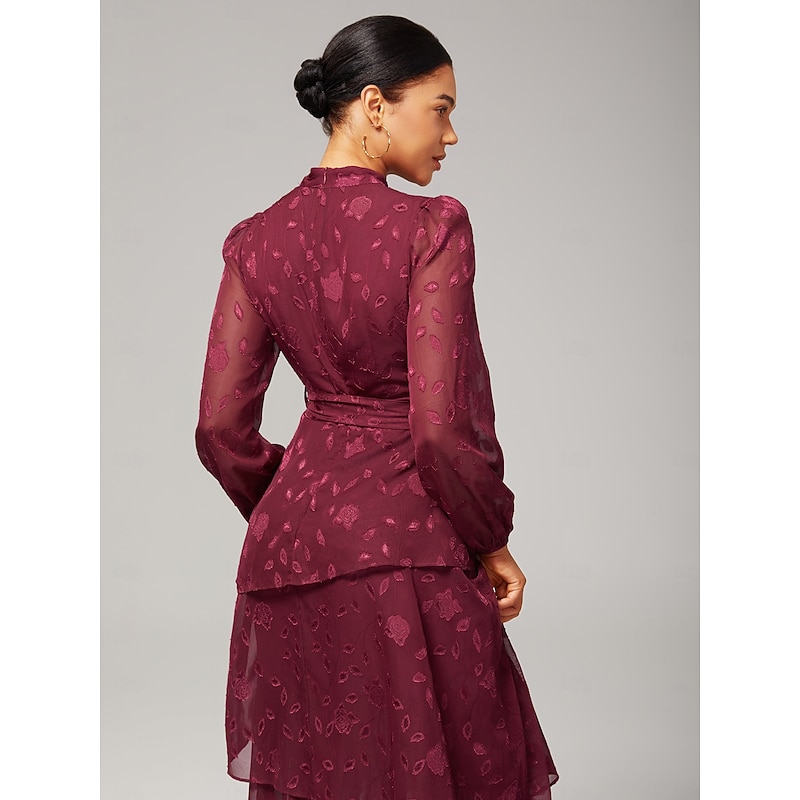 Floral Tiered Ruffle High Neck Maxi Dress3