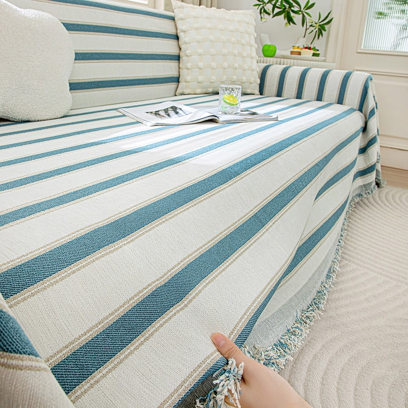 Printed Sofa Towel, Elegant and Simple Anti-Slip Dustproof Couch Cover, Fashionable Slipcover for 1-4 Cushion Sofas and L-Shaped Sofas, Easy to Install4
