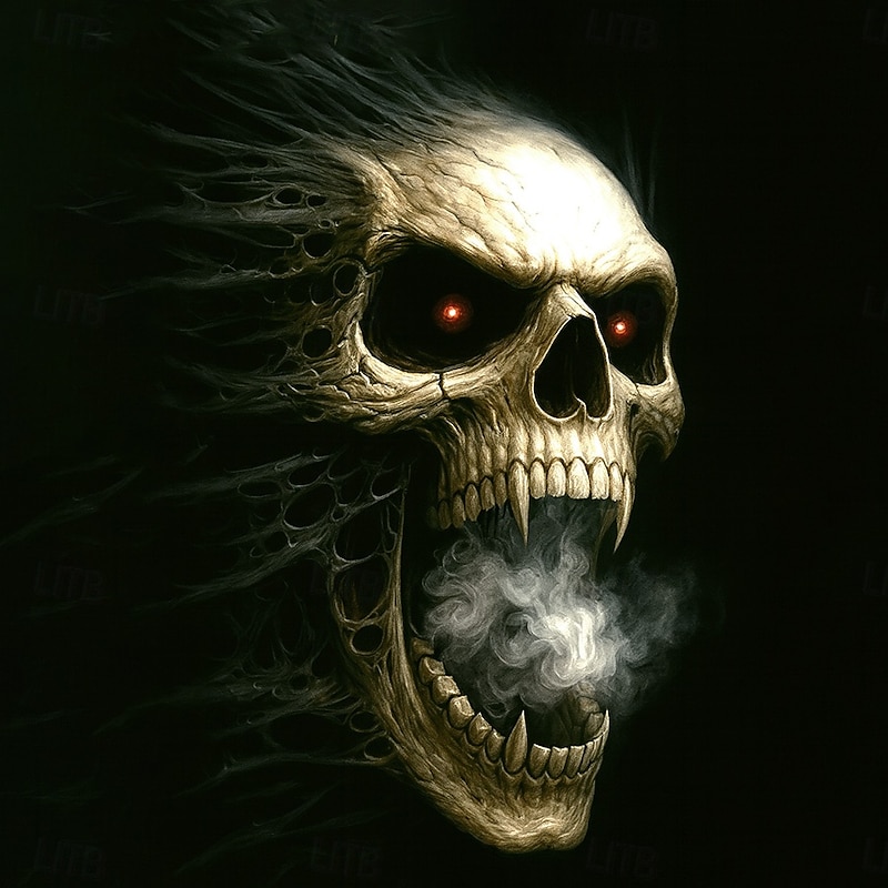 Halloween Men's Skull T Shirt Short Sleeve T shirt 3D Print Crew Neck Shirt Exaggerated Designer Horror Party Street Club Black Summer Spring All Seasons Clothing Apparel S M L XL XXL XXXL2