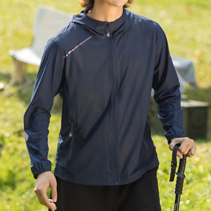 Men's Outdoor Jacket Hiking Jacket UV Protection Jacket Outdoor Sun Protection Quick Dry Hiking Outfits Hiking Clothes Summer Top Camping / Hiking / Caving Running Dark Grey Black White