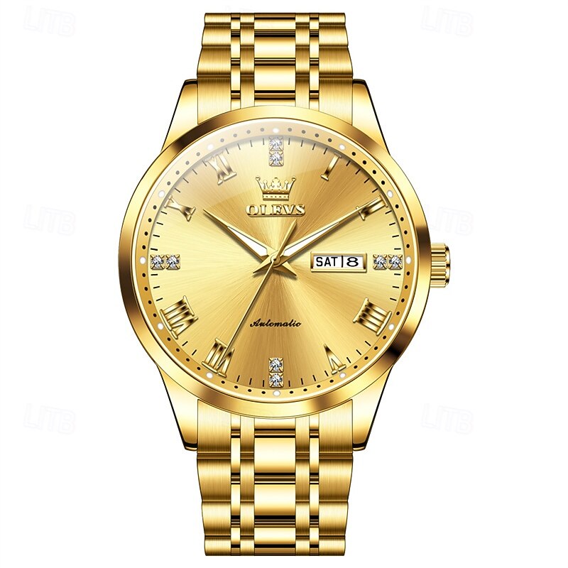 The New Olevs Brand Men'S Business Watch With Luminous Calendar And Day Display Is A Fully Automatic Mechanical Watch That Is Fashionable Trendy Casual And Sporty3