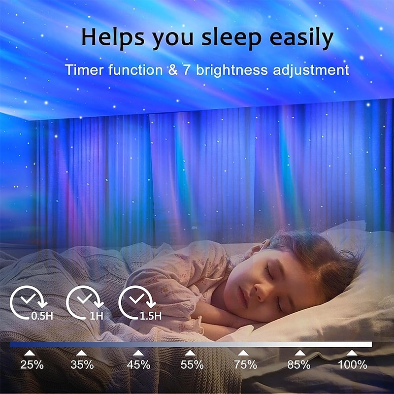 Star Projector Dual Effect Night Light Aurora and Moon Galaxy Projector for Bedroom 14 Colors and White Noise Projector Light Timer & Remote Control for Kids Adults Room Decor Party3