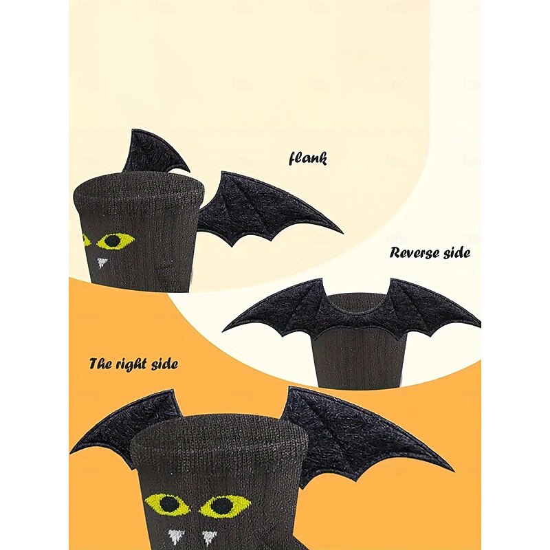 Women's Halloween Ghost and Bat Wing Novelty Socks - Fun Party Accessories for Spooky Celebrations4