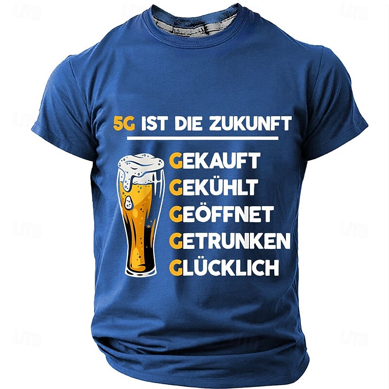 Men's Short Sleeve Graphic T-Shirt - Funny German Beer '5G Is The Future' Pun for Hobbies & Lifestyle