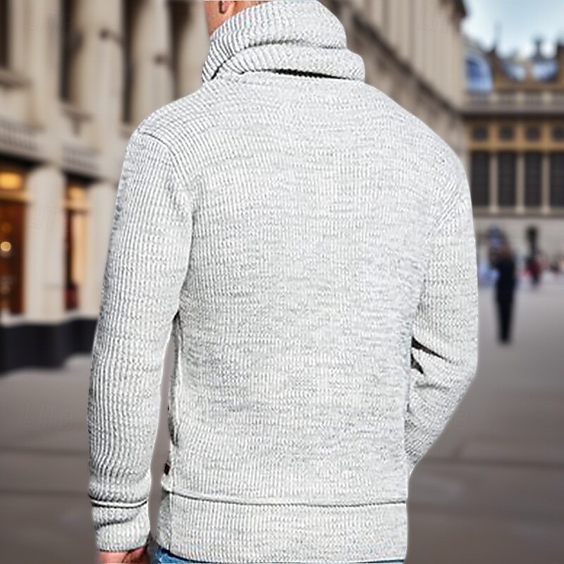 Men's Pullover Sweater Jumper Knit Sweater Ribbed Knit Regular Tops Pocket Knitted Plain Hooded Fashion Basic Vacation Daily Wear Clothing Apparel Fall Winter White Brown M L XL4