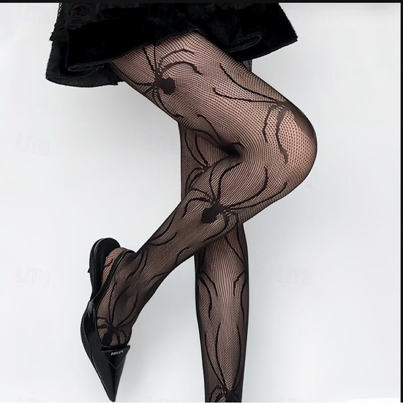Halloween Printed Spider Web Tights, Stage and Party Over-the-Knee Socks, Long Gothic Stockings for Costume and Festival Accessories4