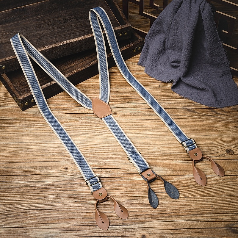 Men's Suspenders Waist Belt Blue Polyester Alloy Adjustable Plain Plaid / Striped / Chevron / Round Daily Formal Evening