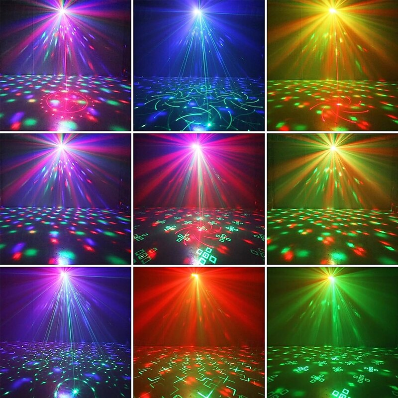 3 in 1 USB Sound Activated Party Light Disco Ball LightsRGBW 4 Lens Dj Strobe Stage Lighting with Remote Control for Parties Indoor Dance Karaoke KTV Show Club3