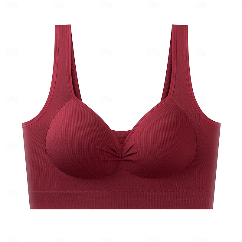 Women's Sports Bra V-neckline Stretchy Ultra Stretch Breathable Basic Medium Support Sports Solid Color Sports Bra For Running Yoga Oversize Plus Size Activewear4