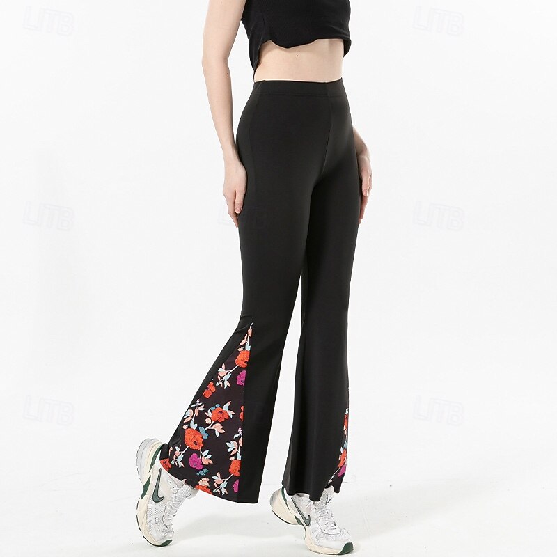 Women's high-waisted flared straight-leg pants for summer with embroidered lace trim on the side2