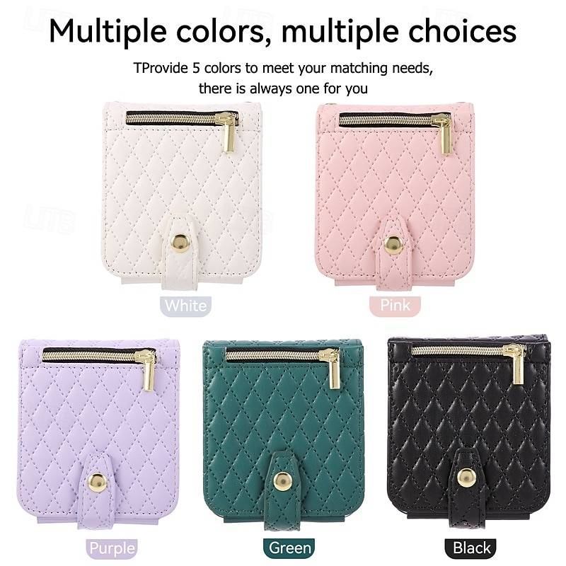 Phone Case For Samsung Galaxy Z Flip 7 Z Flip 6 Z Flip 5 Z Flip 4 Wallet Case Zipper with Lanyard Card Slot TPU PU Leather