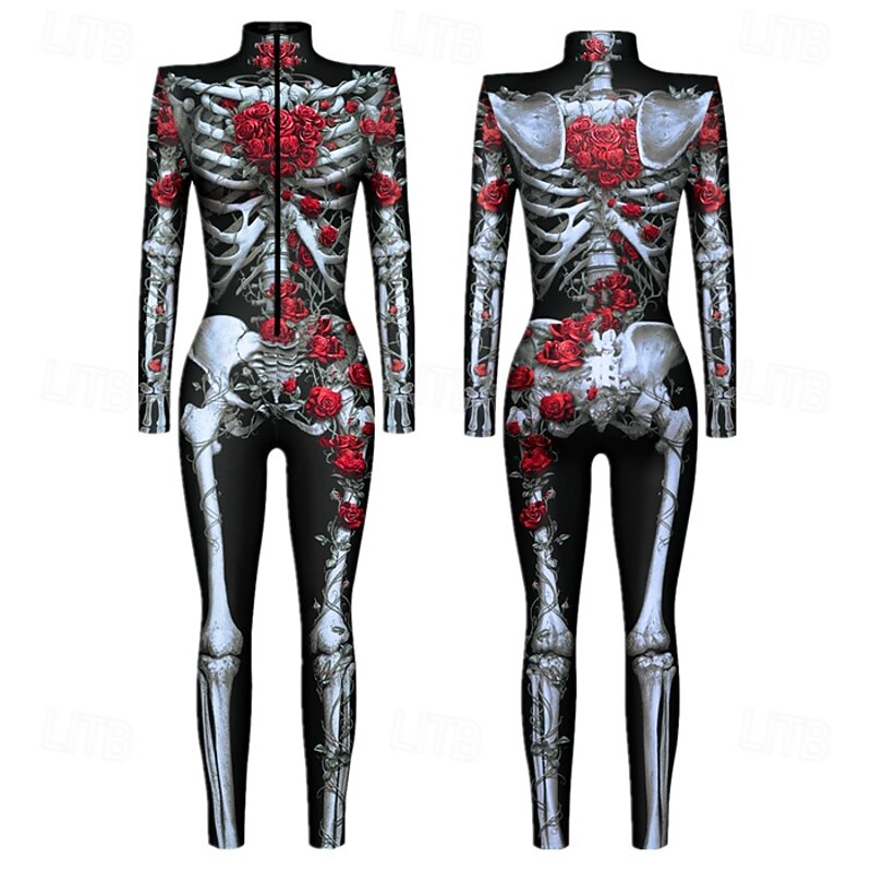 Patterned Zentai Suits Cosplay Costume Bodysuit Printing Skeleton Skull Carnival Costume Full Body Suit Men's Women's Boys' Sexy Costume Halloween Costume for Performance Party Masquerade Kid's