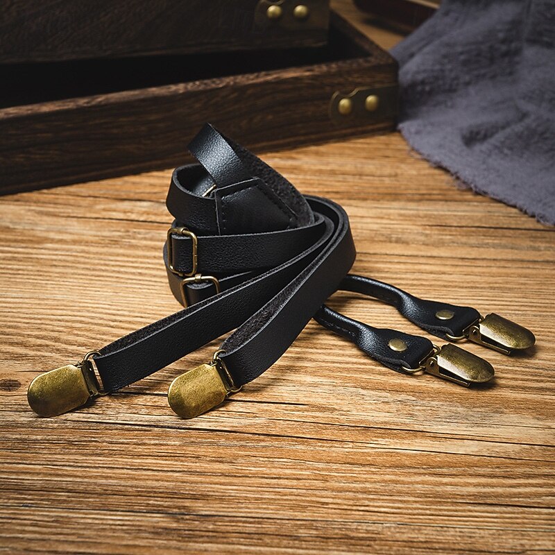 Men's Suspenders Waist Belt Black PU Leather Alloy Adjustable Plain Plaid / Striped / Chevron / Round Daily Formal Evening3