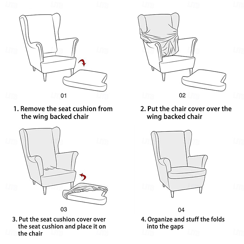 Wingback Chair Cover, Stretch Polyester Slipcover with Floral, Striped, or Geometric Print, Furniture Protector for Living Room3