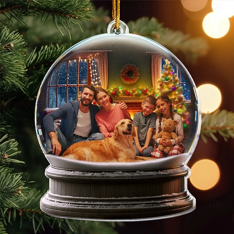 Personalized Family Photo Christmas Ornaments Custom Goube Acrylic 2D Christmas Gift Idea For Family/Couple Xmas Tree Ornaments Decoration Hanging Pendant2