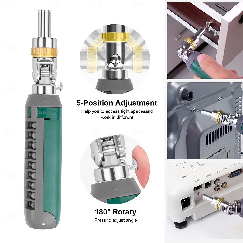Ratcheting screwdriver set Tool Kit 14-in-1 Screw Driver Set Kit Multi Screwdriver with Magnetic Tip, 180 Degree Adjustable Angle Screwdriver Set Repair Tool3