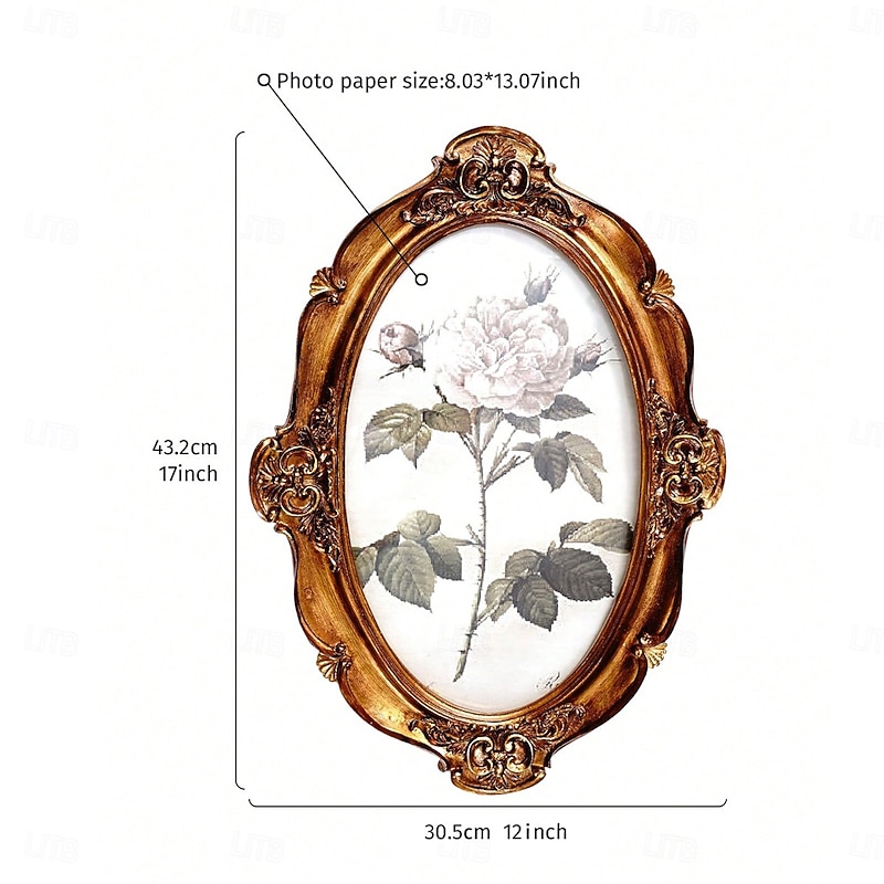 Vintage Palace Style Oval Decorative Frame – Resin Antique Look Photo Frame for Desktop Decor & Photography Props2