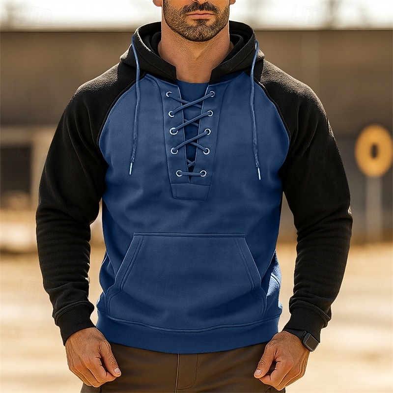 Men's Hoodie Tactical Hoodie Black Army Green Burgundy Navy Blue Khaki Hooded Plain Drawstring Zipper Sports & Outdoor Casual Daily Streetwear Cool Sportswear Spring &  Fall Clothing Apparel Hoodies3