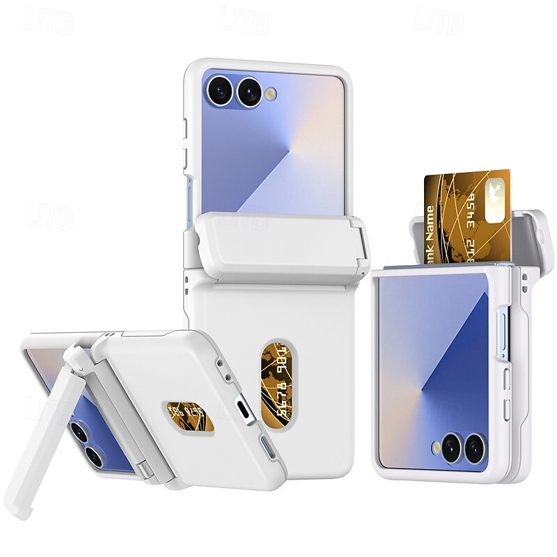 Phone Case For Samsung Galaxy Z Flip 7 Z Flip 6 Back Cover with Stand Holder Card Slot Shockproof PC2