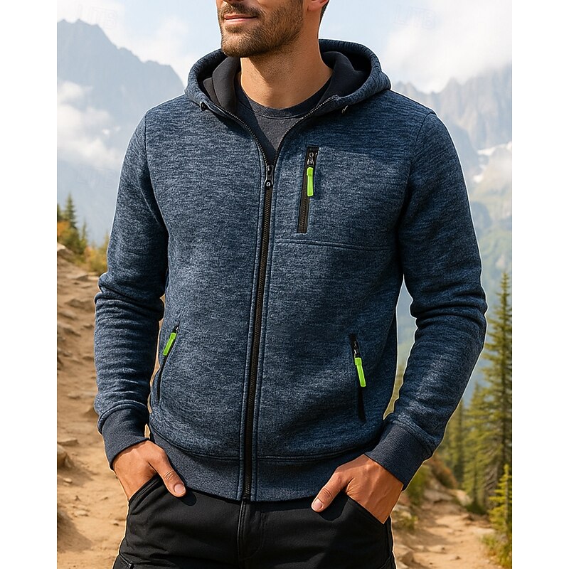 Men's Hiking Jacket Sport Jacket Outdoor Thermal Hiking Outfits Hiking Clothes Winter Autumn / Fall Top Camping / Hiking / Caving Running Solid Color Dark Grey Black Army Green3