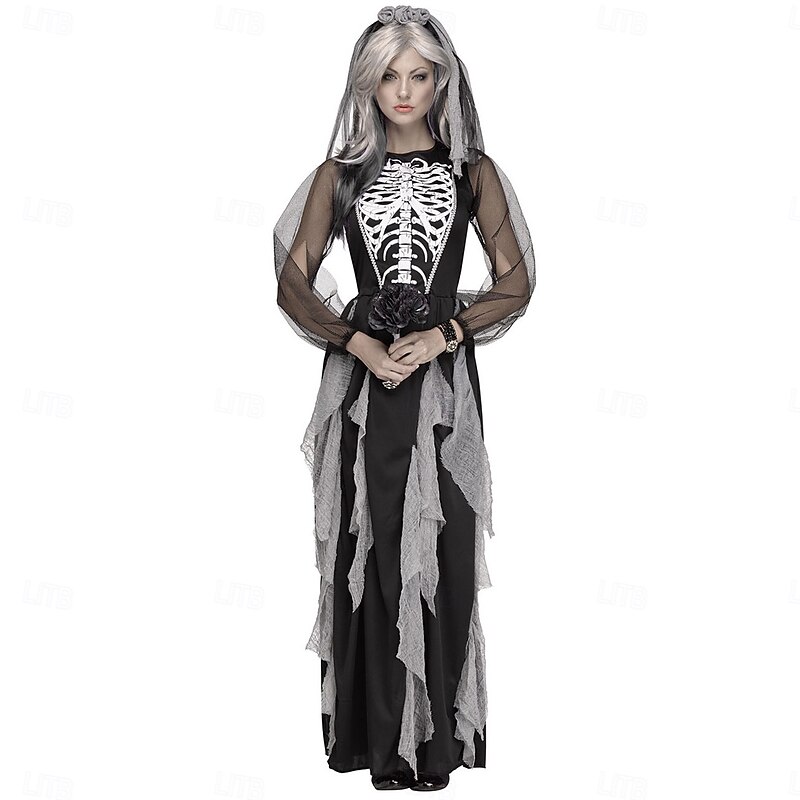 Skeleton Skull Ghostly Bride Devil Halloween Cosplay Costume Party Costume Masquerade Outfits Cosplay Adults' Women's Masquerade Mardi Gras Performance Party Halloween Easy Halloween Costumes Dress Up3