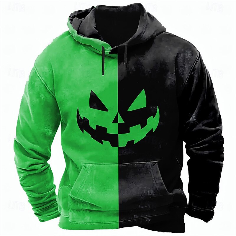 Halloween Men's Graphic Pumpkin 3D Sweatshirt Punk Exaggerated Long Sleeve Crew Neck Club Streetwear Purple Orange Drawstring 3D Fall Winter Designer4