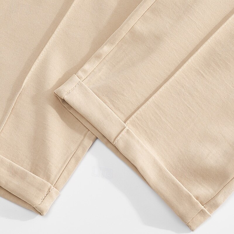 Men's Sweatpants Trousers Casual Pants Pleated Pants Drawstring Elastic Waist Straight Leg Plain Moisture Wicking Breathable Full Length Sports Outdoor Casual Daily Fashion Streetwear Navy Blue Brown4