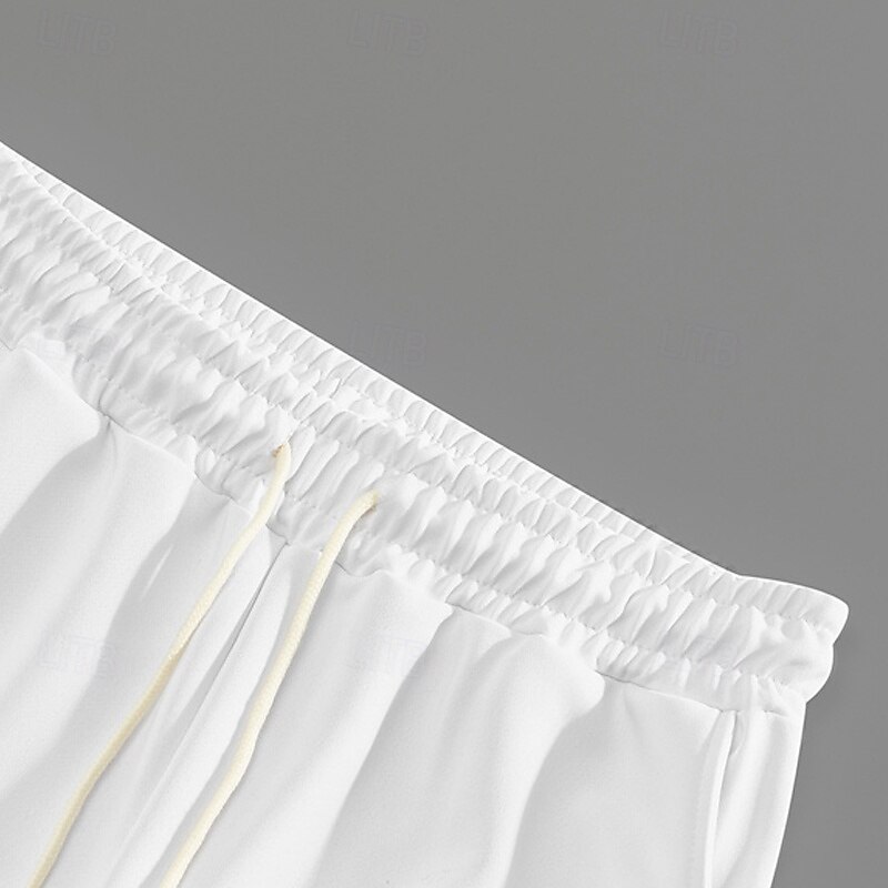 Men's Sweatpants Trousers Straight Leg Sweatpants Drawstring Pocket Elastic Waist Plaid Comfort Sports Outdoor Daily Fashion Casual Black White Micro-elastic3