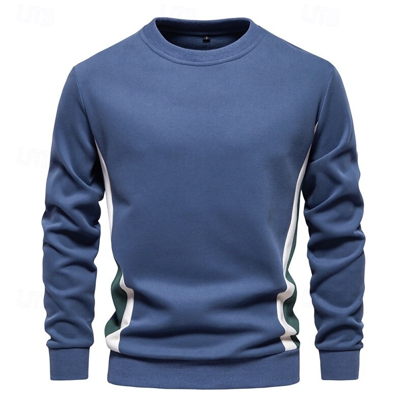 Men's Sweatshirt Pullover Hoodie Sweatshirt Pullover Apricot Denim Blue Black Yellow Navy Blue Crew Neck Plain Patchwork Color Block Sports & Outdoor Casual Daily Streetwear Cool Sportswear Spring2