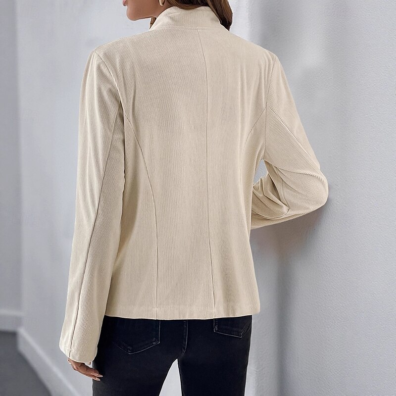 Women's Winter Coat Comfortable Buttons Elegant Vintage Fashion OL Style Plain School Formal Vacation Office Single Breasted Short Stand Collar Regular Fit Long Sleeve Outerwear Apricot Spring Fall4