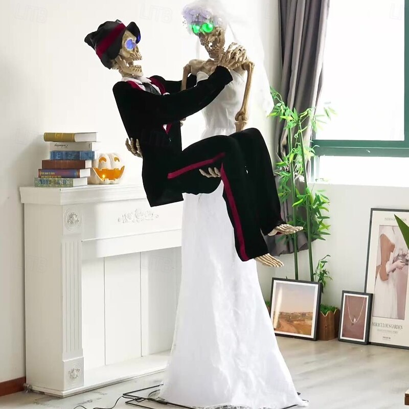 Mexican Day of the Dead Large Electric Decorative Item Halloween Amusement Park Haunted House Motion-Activated Skeleton Bride Decorative Prop