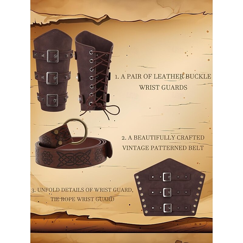 Retro Vintage Medieval 17th Century Blouse / Shirt Boots Waist Belt Pirate Viking Elven Fancy Dress Men's Pirate Halloween Masquerade Renaissance Fair Ren Faire Adults' Shirt Pants Belt3