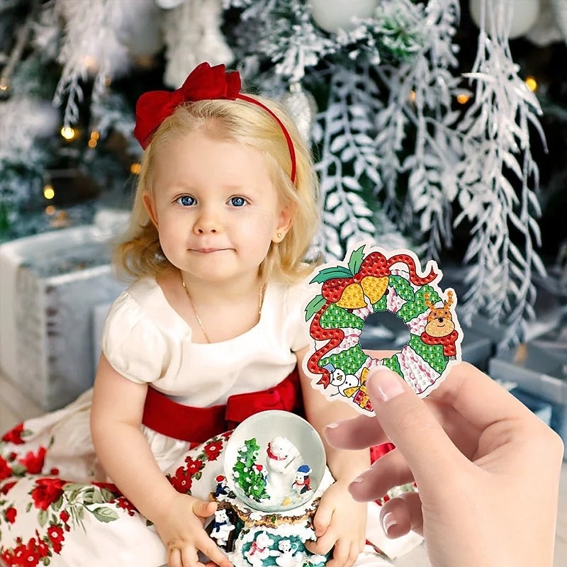 Christmas Diamond Painting Sticker Kit Blind Box Pendant Holiday Series DIY Craft Rhinestone Art for Kids Keychain Dot Drill Painting Festive Christmas Decoration Accessory3