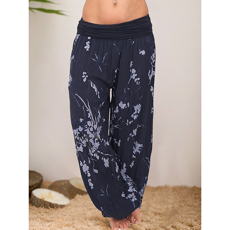 Women's Harem Pants Vacation Vintage Casual Full Length High Waist Graphic Geometric Inelastic Outdoor Vacation Home Lake blue Dusty Blue Amethyst Summer Spring4