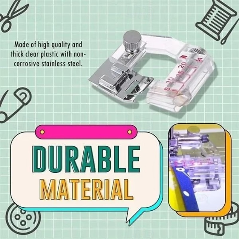 Adjustable Bias Tape Binding Foot, Multi-Functional Presser Foot for Home Sewing Machines, Hemming, Edge Binding, Invisible Zipper, and Ruffling4