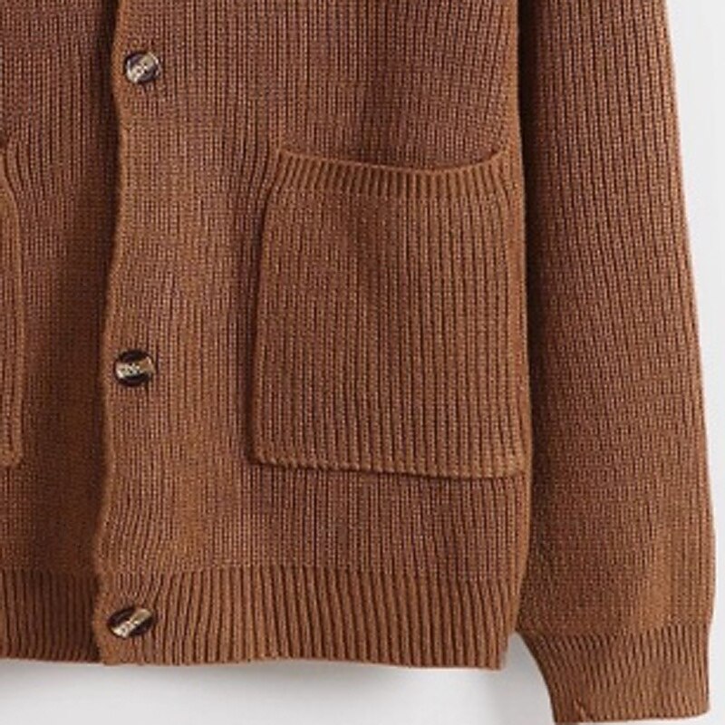 Men's Sweater Dress Sweater Cardigan Sweater Knit Sweater Ribbed Knit Regular Tops Knitted Ribbed Plain V Neck Fashion Shawls Casual Daily Wear Clothing Apparel Fall Winter Brown S M L3