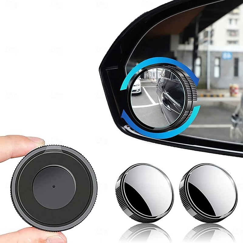 2 Pcs Car Blind Spot Mirror 360 Degree Adjustable Wide Angle Rear View Mirror With Suction Cup Universal Round Auxiliary Mirror For Driving Safety Parking