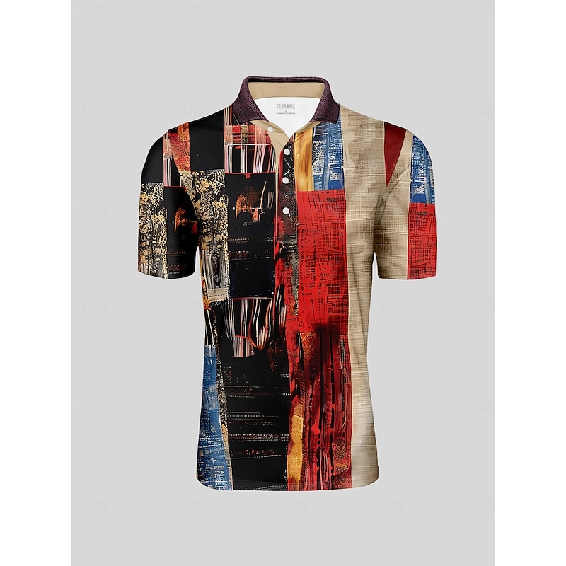 Men's Golf Polo Shirt Red Short Sleeve Top Golf Attire Clothes Outfits Wear Apparel