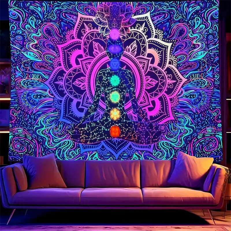 Tapestry Blanket Wall Hangings Seven Chakra Yoga Meditation Flower Chakra Ethnic Colorful Fantasy Bedroom Living Room Dorm Home Decor3