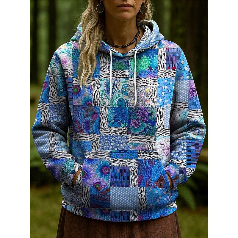Women's Pullover Hoodie Sweatshirt Floral Graphic Casual Long Sleeve Hooded Regular Tops Party Evening Wear Street Dailywear Pink Blue Orange Green Spring Fall Winter3