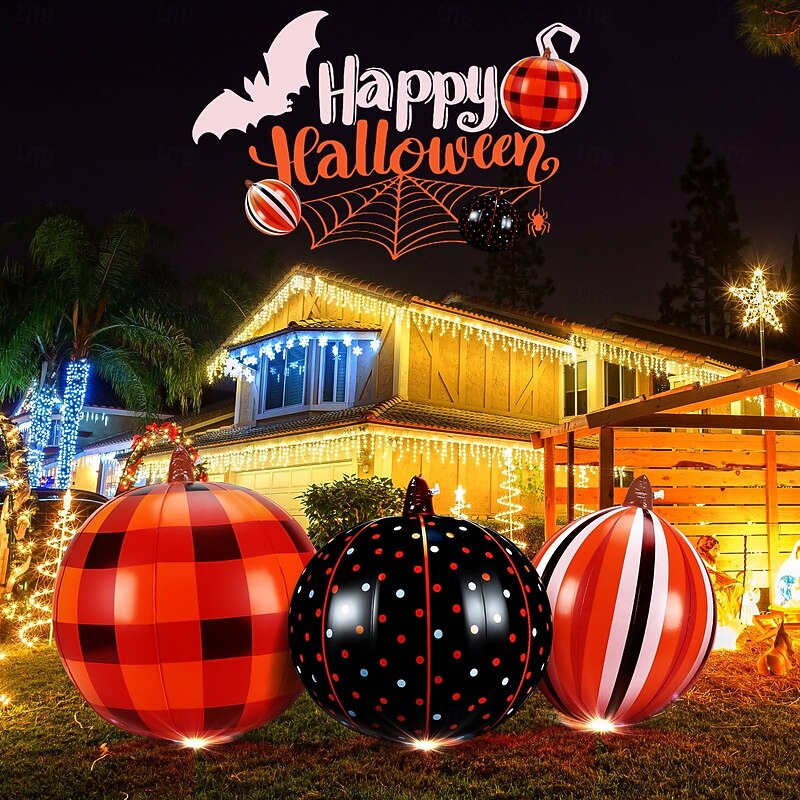 Halloween PVC Inflatable Decorated Ball Reusable Glow Pumpkin Decorations Blow up Led Yard Pumpkins for Outdoor Halloween Party Yard Garden Lawn Holiday Decorations2