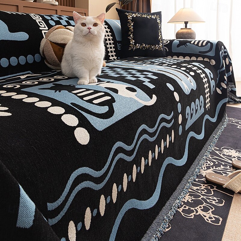 Cartoon Couch Cover for Pets, Pet Friendly All-Season Luxury Anti-Slip Sofa Throw Blanket, Anti-Scratch Dustproof Sofa Protector, Warm and Cozy Decorative Slipcover for Living Room4