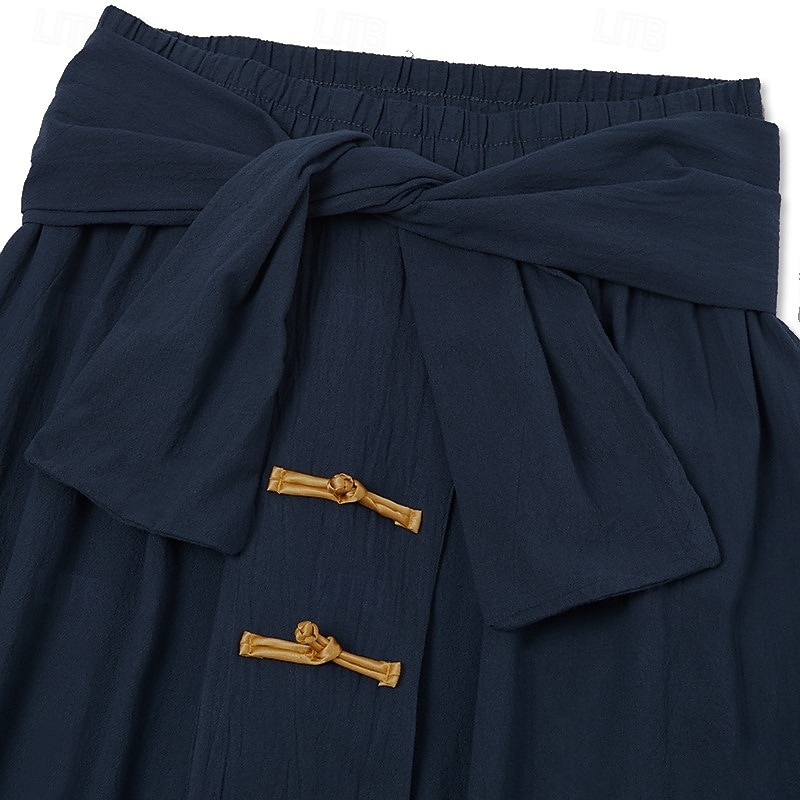 Men's Linen Pants Trousers Summer Pants Baggy Pants Drawstring Elastic Waist Buttons Plain Comfort Breathable Full Length Outdoor Yoga Casual Vacation Designer Red Navy Blue Inelastic4