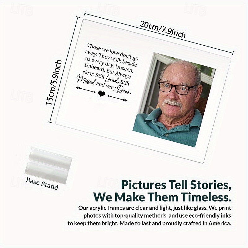 Personalized Photo Plaque with Base Custom Memorial Gift Frame, Acrylic Picture Frame Sympathy Gifts For Loss Of Loved Ones 20*15cm (8"*6")4