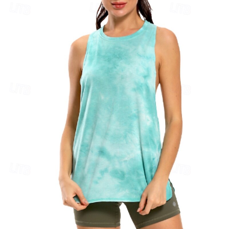 Women's Yoga Shirts Crew Neck Breathable Tie-dye Sleeveless Sports Tie Dye Top For Gym Running Fitness Activewear2